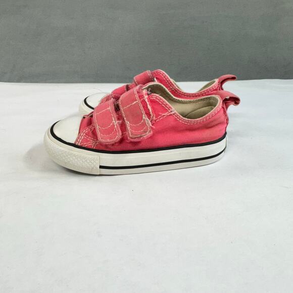 CONVERSE SHOES LITTLE KIDS 6C CHUCK TAYLOR ALL STAR HOOK AND LOOP OX PINK - Picture 8 of 9